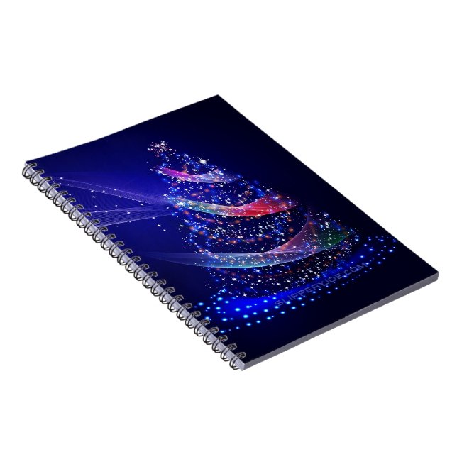 SlipperyJoe Christmas tree digital translucent red Notebook (Right Side)
