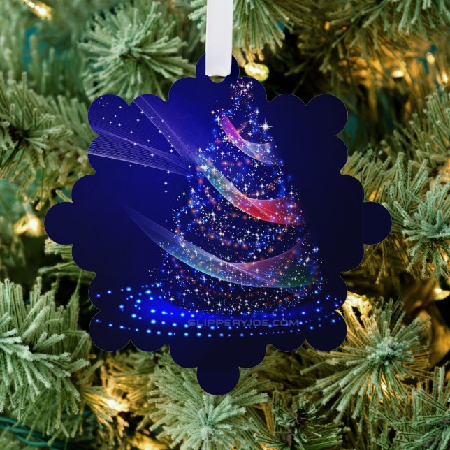 SlipperyJoe Christmas tree digital translucent red Ornament Card (Insitu (Tree))