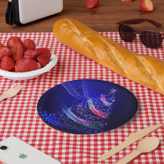 SlipperyJoe Christmas tree digital translucent red Paper Plate (Picnic)
