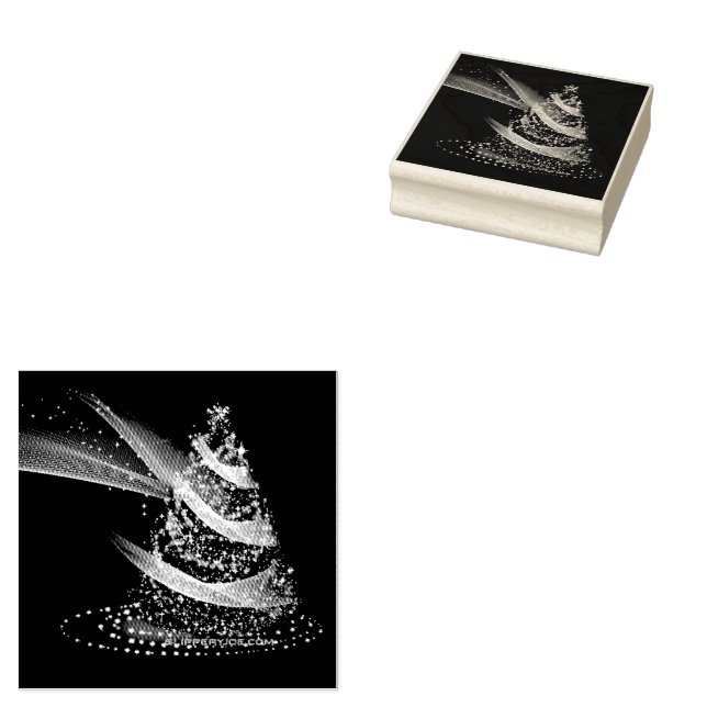 SlipperyJoe Christmas tree digital translucent red Rubber Stamp (Stamped)