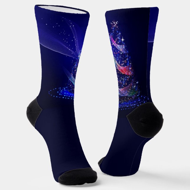 SlipperyJoe Christmas tree digital translucent red Socks (Angled)