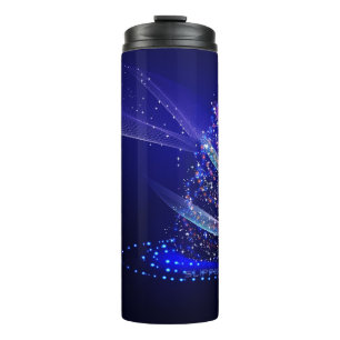 SlipperyJoe Christmas tree digital translucent red Thermal Tumbler