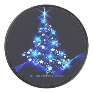 SlipperyJoe digitally rendered Christmas tree beau Hockey Puck