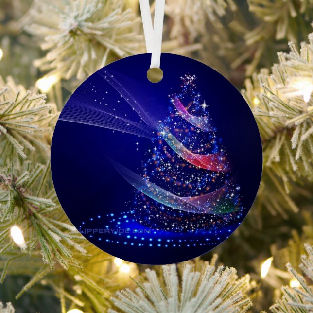 SlipperyJoe digitally rendered Christmas tree beau Metal Ornament (Insitu)