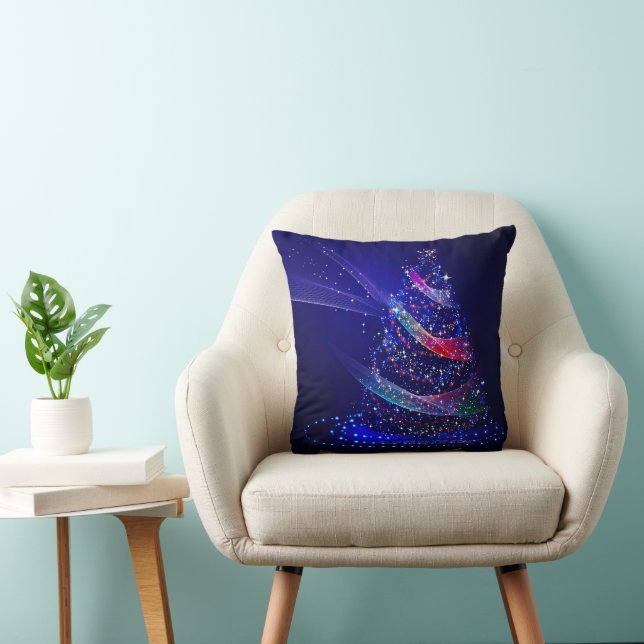 SlipperyJoe digitally rendered Christmas tree beau Throw Pillow (Chair)