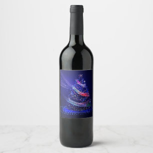 SlipperyJoe digitally rendered Christmas tree beau Wine Label