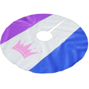SlipperyJoe drag pride flag purple white blue Sequ Brushed Polyester Tree Skirt