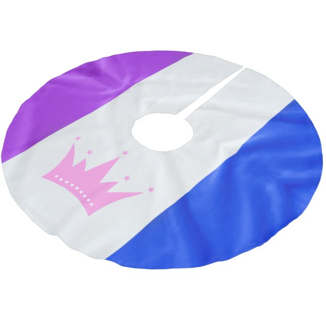 SlipperyJoe drag pride flag purple white blue Sequ Brushed Polyester Tree Skirt (Angled)
