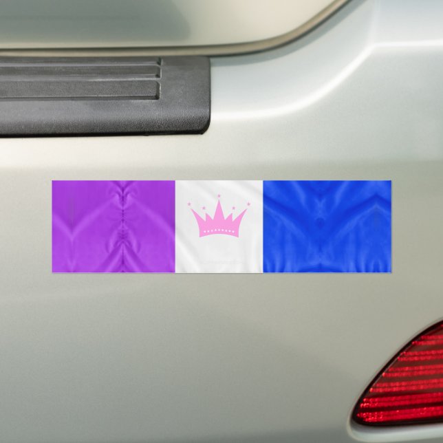 SlipperyJoe drag pride flag purple white blue Sequ Bumper Sticker (On Car)