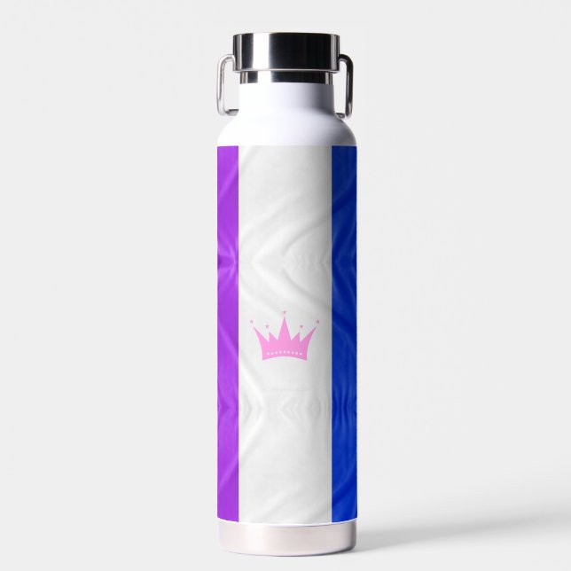 SlipperyJoe drag pride flag purple white blue Sequ Water Bottle (Front)