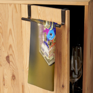 SlipperyJoe Hanukkah dreidel gift octagonal base b Kitchen Towel