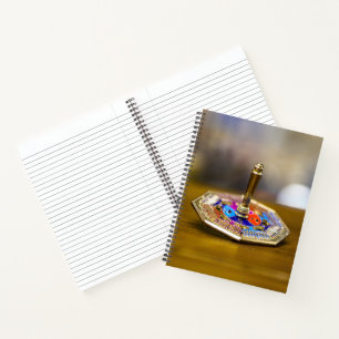 SlipperyJoe Hanukkah dreidel gift octagonal base b Notebook