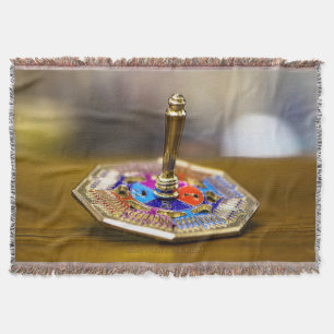 SlipperyJoe Hanukkah dreidel gift octagonal base b Throw Blanket