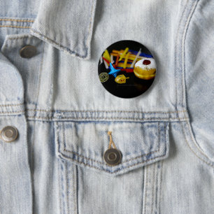SlipperyJoe Hanukkah symbolic still life holiday e 2 Inch Round Button