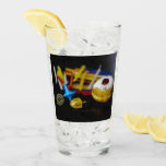 SlipperyJoe Hanukkah symbolic still life holiday e Glass<br><div class="desc">SlipperyJoe Hanukkah symbolic still life holiday essence vibrant meaningful objects colourful slender pile menorah candles artistic red blue yellow and white sufganiyah doughnut classic jelly-filled commemorate miracle of the oil dreidels metallic gold glossy blue Hebrew great miracle happened there metallic pewter star of David medallion light resilience community themes spiritual...</div>