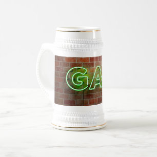 SlipperyJoe illuminated gay neon sign bright vivid Beer Stein