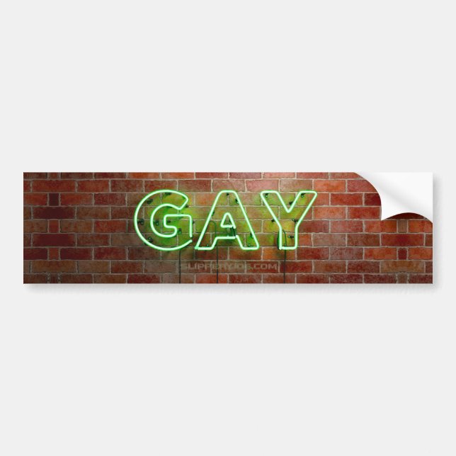 SlipperyJoe illuminated gay neon sign bright vivid Bumper Sticker (Front)
