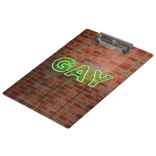 SlipperyJoe illuminated gay neon sign bright vivid Clipboard
