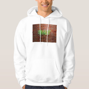 SlipperyJoe illuminated gay neon sign bright vivid Hoodie