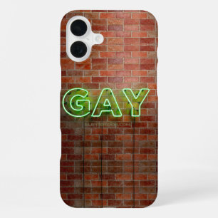 SlipperyJoe illuminated gay neon sign bright vivid iPhone 16 Plus Case