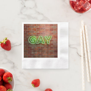 SlipperyJoe illuminated gay neon sign bright vivid Napkin