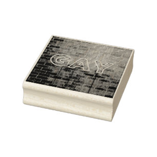 SlipperyJoe illuminated gay neon sign bright vivid Rubber Stamp