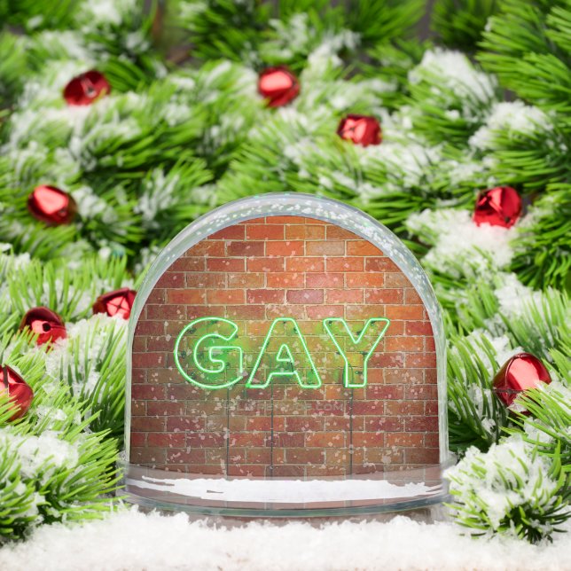 SlipperyJoe illuminated gay neon sign bright vivid Snowglobe (Christmas)