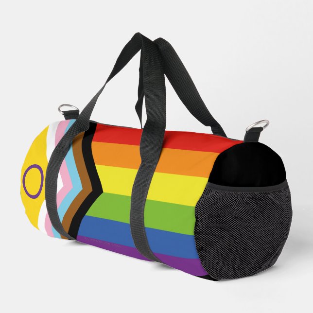 SlipperyJoe Intersex Progress Pride Flag rainbow s Duffle Bag (Right Corner)