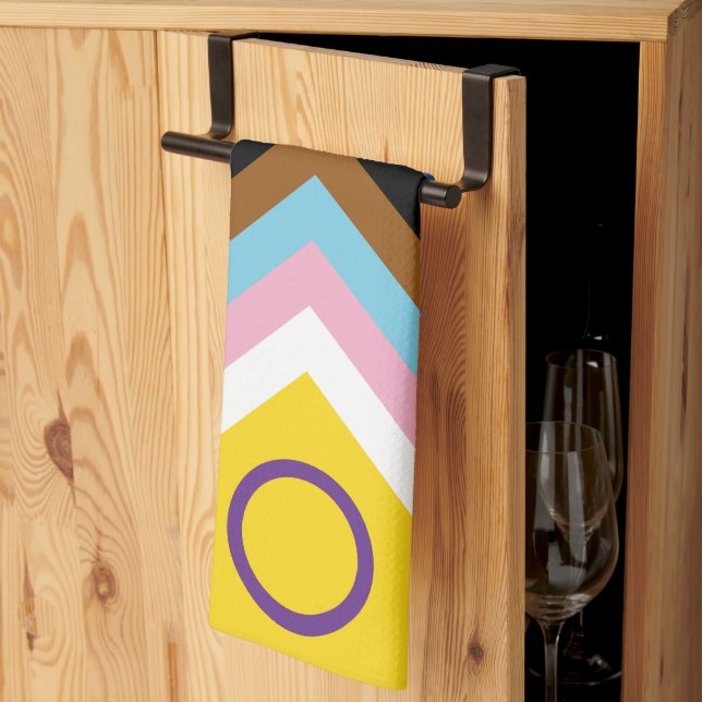 SlipperyJoe Intersex Progress Pride Flag rainbow s Kitchen Towel (Thirds Fold)