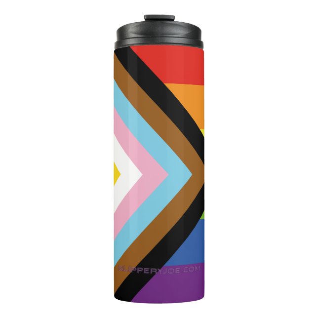 SlipperyJoe Intersex Progress Pride Flag rainbow s Thermal Tumbler (Front)