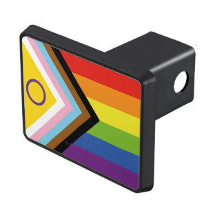 SlipperyJoe Intersex Progress Pride Flag rainbow s Trailer Hitch Cover