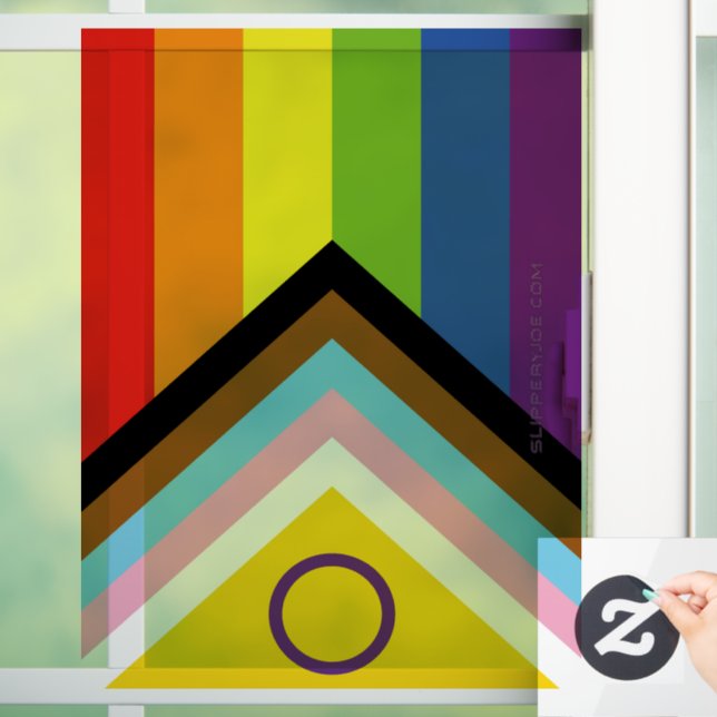 SlipperyJoe Intersex Progress Pride Flag rainbow s Window Cling (Home)