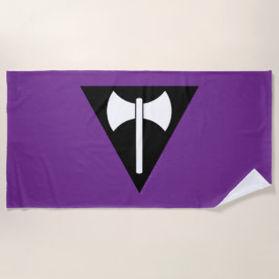 SlipperyJoe lesbian pride flag powerful gay femini Beach Towel