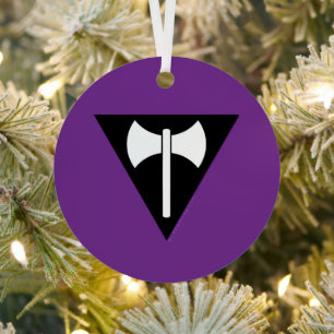 SlipperyJoe lesbian pride flag powerful gay femini Metal Ornament