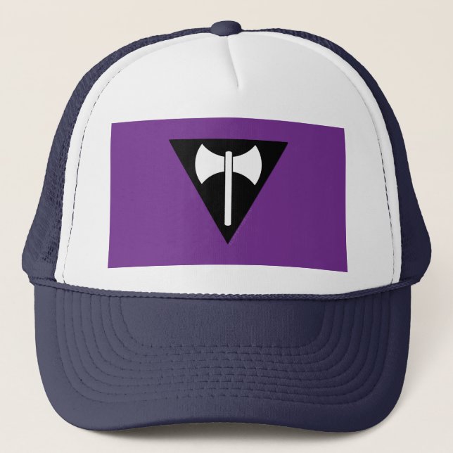 SlipperyJoe lesbian pride flag powerful gay femini Trucker Hat (Front)