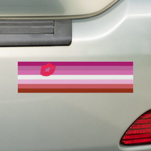 SlipperyJoe lipstick lesbian pride flag feminine c Bumper Sticker