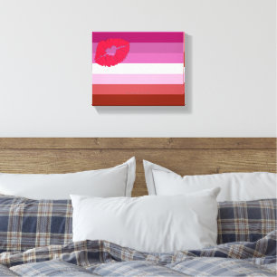 SlipperyJoe lipstick lesbian pride flag feminine c Canvas Print