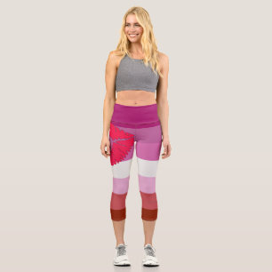 SlipperyJoe lipstick lesbian pride flag feminine c Capri Leggings