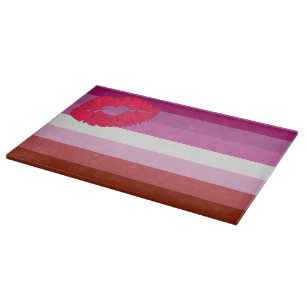 SlipperyJoe lipstick lesbian pride flag feminine c Cutting Board