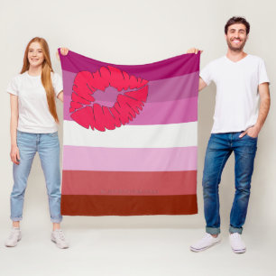 SlipperyJoe lipstick lesbian pride flag feminine c Fleece Blanket