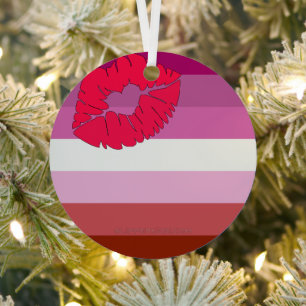 SlipperyJoe lipstick lesbian pride flag feminine c Metal Ornament