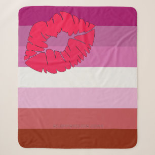 SlipperyJoe lipstick lesbian pride flag feminine c Sherpa Blanket