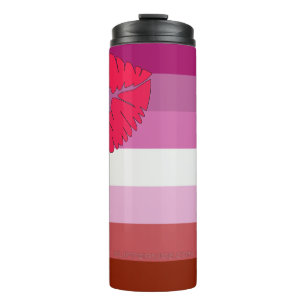SlipperyJoe lipstick lesbian pride flag feminine c Thermal Tumbler