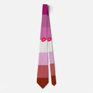 SlipperyJoe lipstick lesbian pride flag feminine c Tie