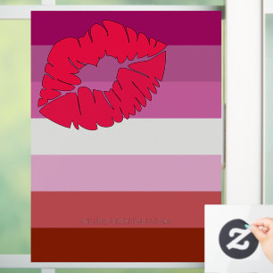 SlipperyJoe lipstick lesbian pride flag feminine c Window Cling