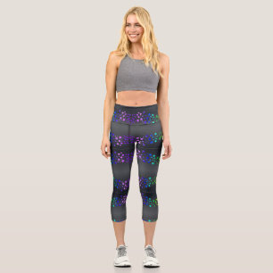 SlipperyJoe love bubbles red orange yellow green c Capri Leggings