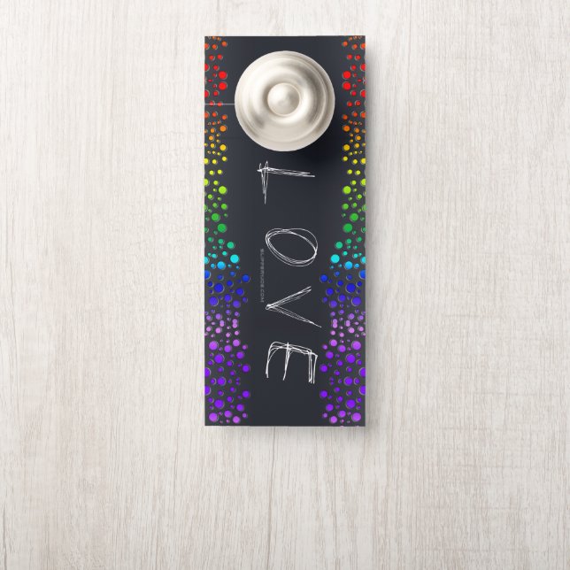 SlipperyJoe love bubbles red orange yellow green c Door Hanger (On Knob)