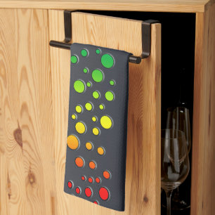 SlipperyJoe love bubbles red orange yellow green c Kitchen Towel