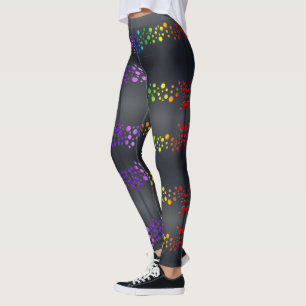 SlipperyJoe love bubbles red orange yellow green c Leggings