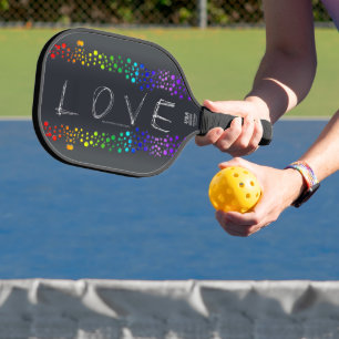 SlipperyJoe love bubbles red orange yellow green c Pickleball Paddle
